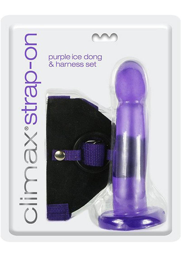 Climax Strap-On Dong and Harness - Purple - Set