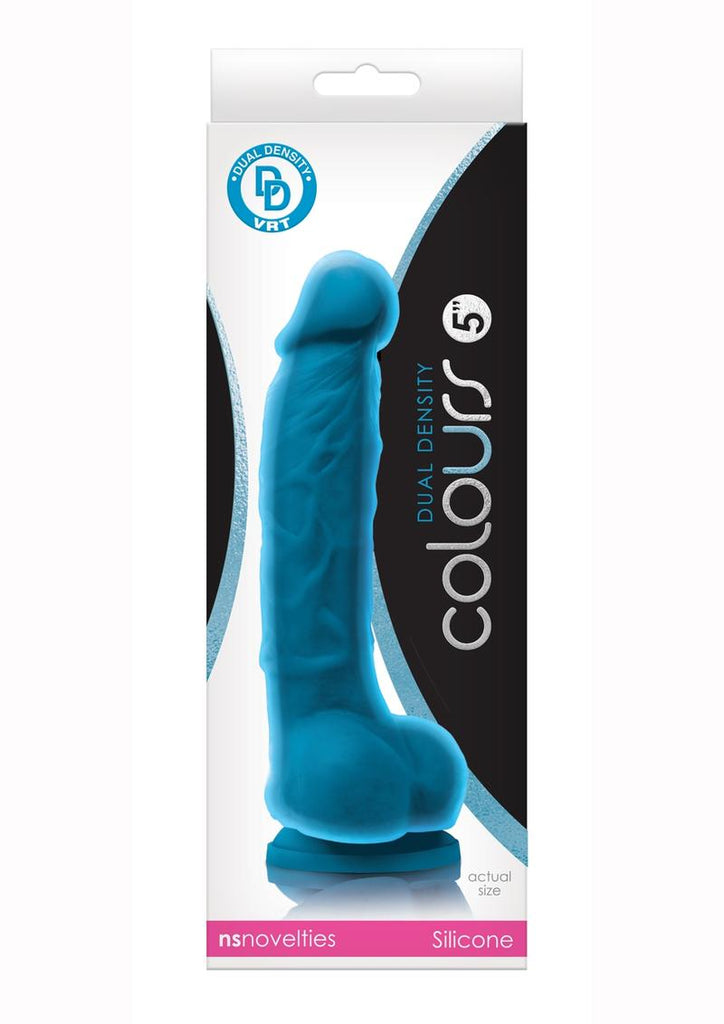 Colours Dual Density Silicone Dildo - Blue - 5in