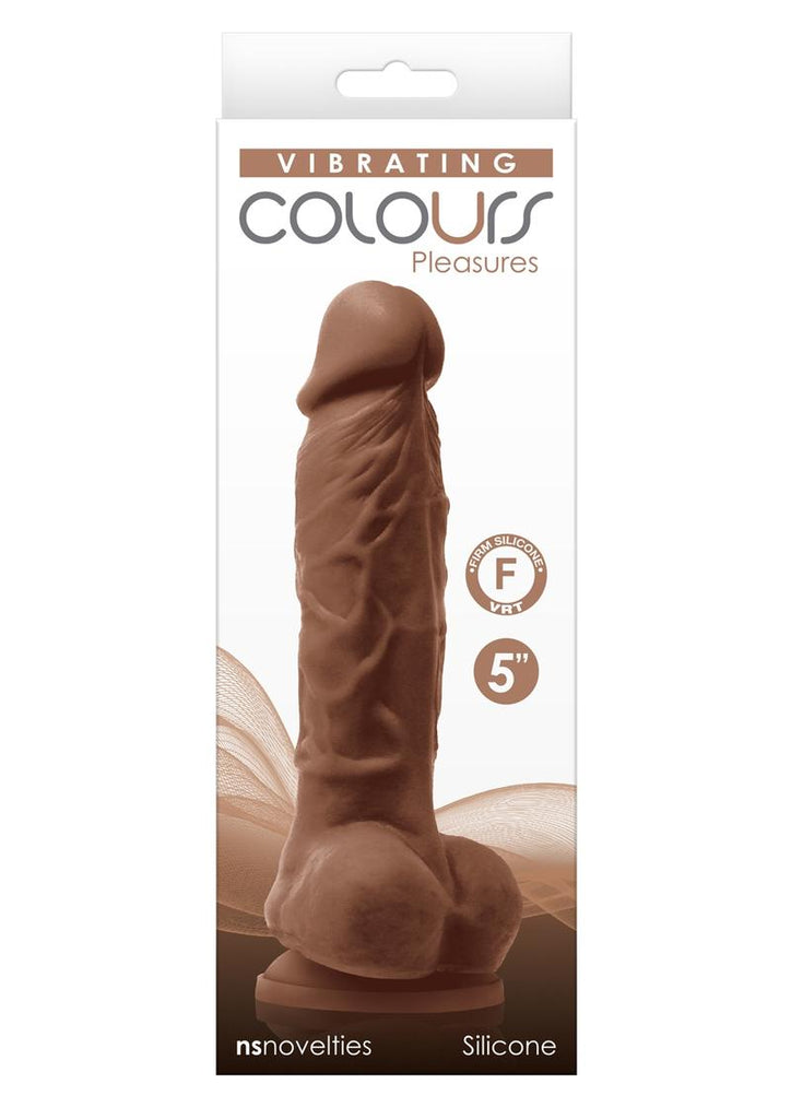 Colours Pleasures Silicone Vibrating Dildo with Balls - Caramel - 5in