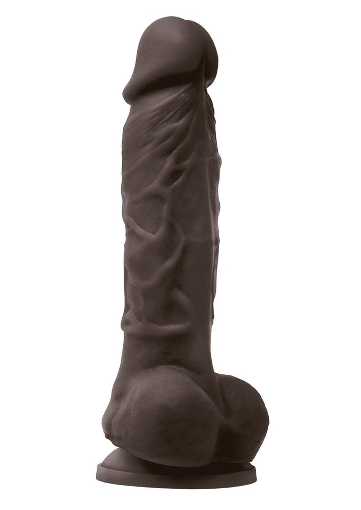 Colours Pleasures Silicone Vibrating Dildo with Balls - Chocolate - 5in