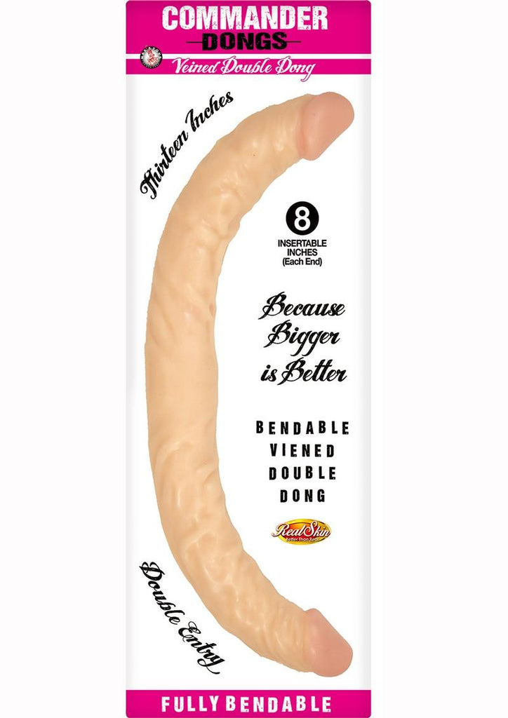 Commander Dongs Veined Double Dong Bendable Dildo - Flesh/Vanilla - 13in