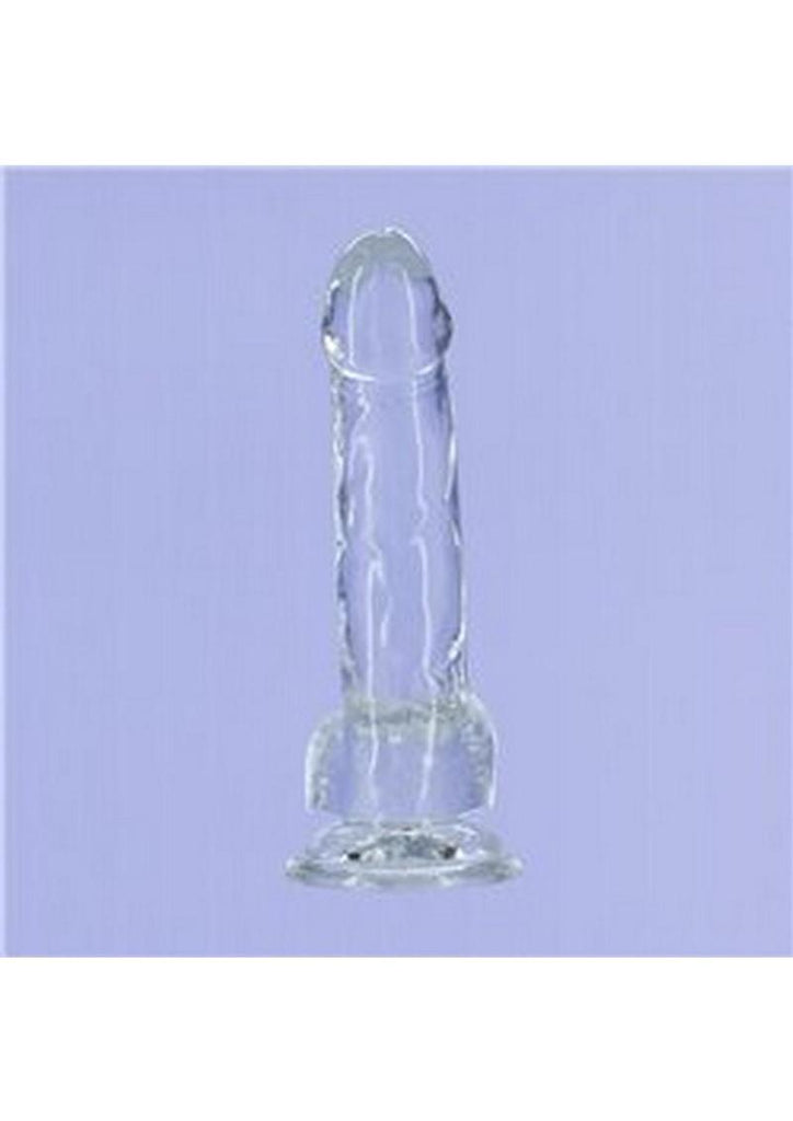 Crystal Addiction Dildo with Balls - Clear - 7in