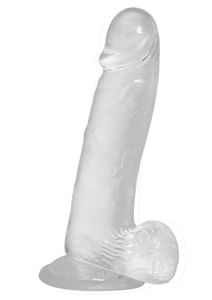 Crystal Addiction Dildo with Balls - Clear - 8in