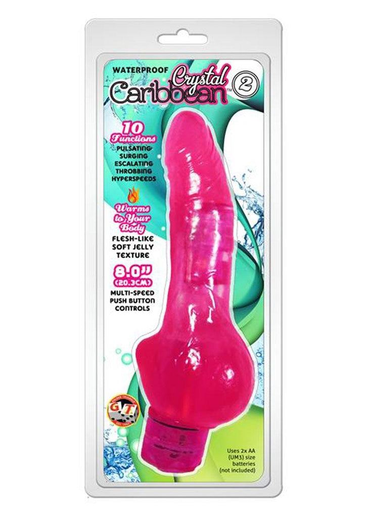 Crystal Caribbean Number 2 Jelly Vibrator - Pink - 8in