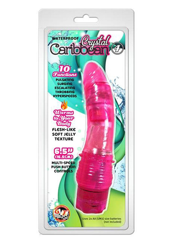 Crystal Caribbean Number 4 Jelly Vibrator - Pink - 6.5in