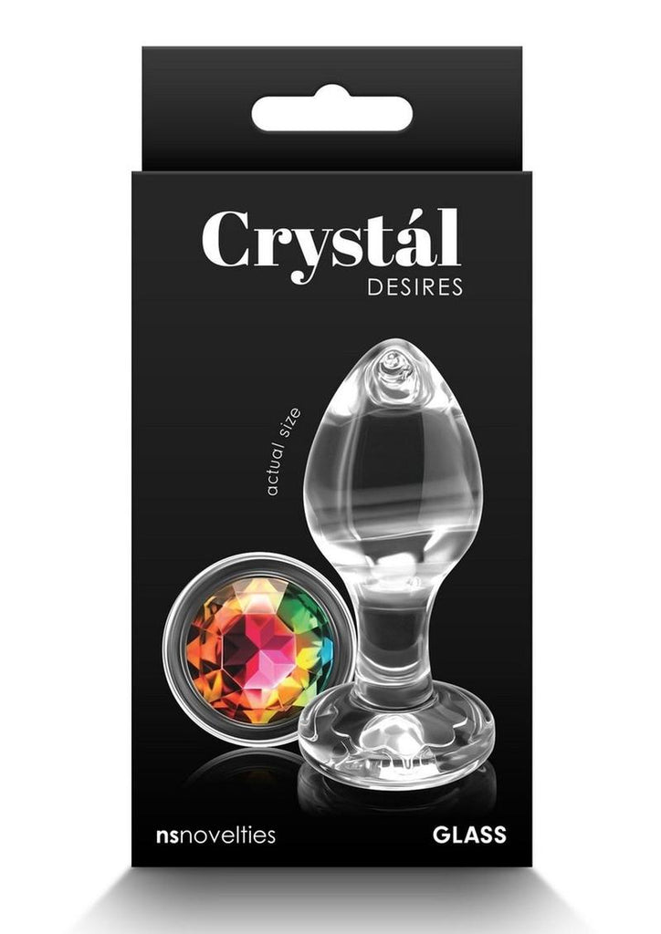 Crystal Desires Rainbow Gem Glass Anal Plugs - Multicolor - Medium