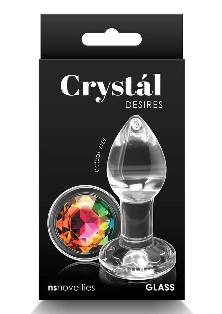 Crystal Desires Rainbow Gem Glass Anal Plugs - Multicolor - Small