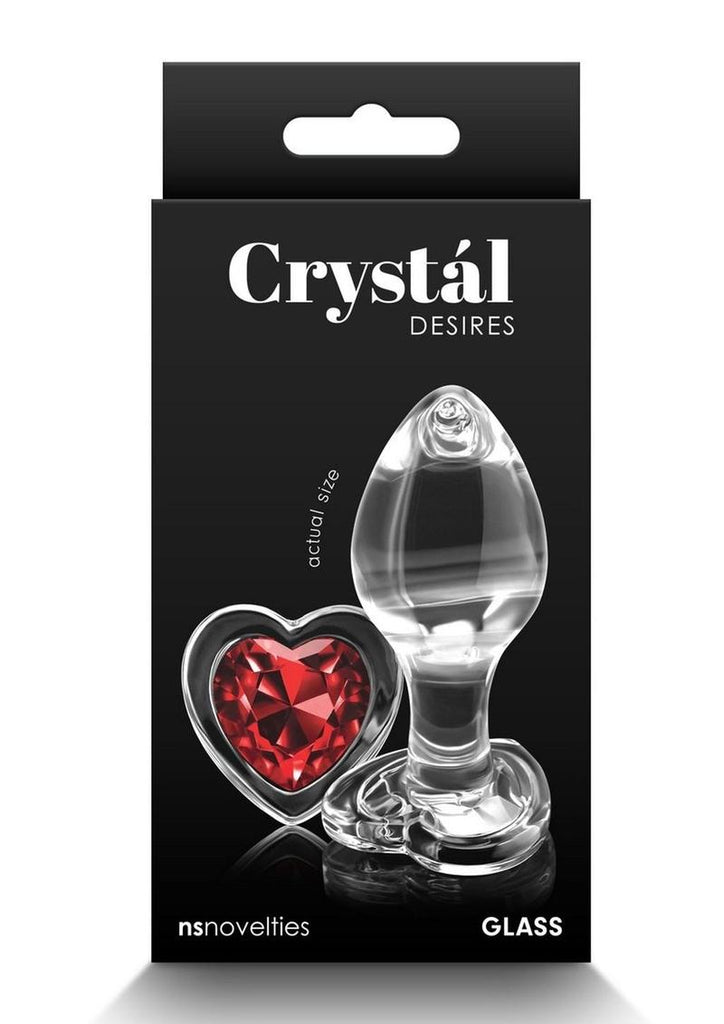 Crystal Desires Red Heart Glass Anal Plugs - Red - Medium