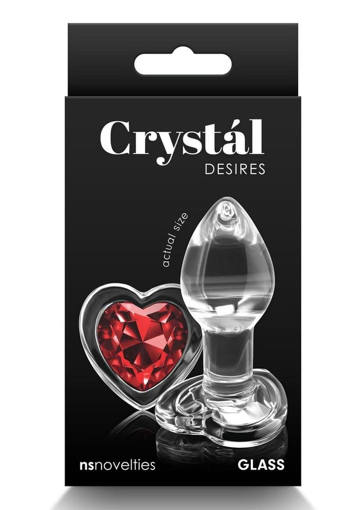 Crystal Desires Red Heart Glass Anal Plugs - Red - Small