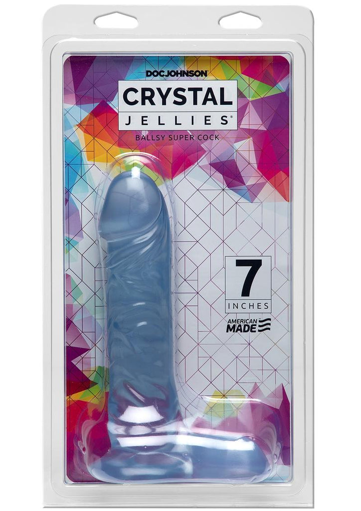 Crystal Jellies Ballsy Super Dildo - Clear - 7in
