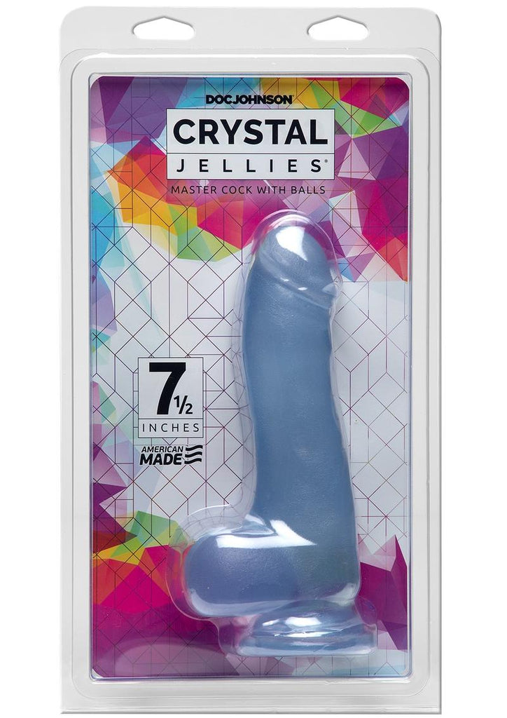 Crystal Jellies Master Dildo with Balls - Clear - 7.5in