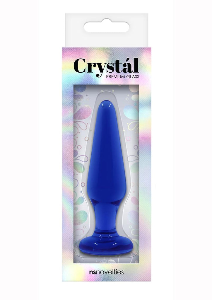 Crystal Premium Glass Butt Plug - Blue - Medium
