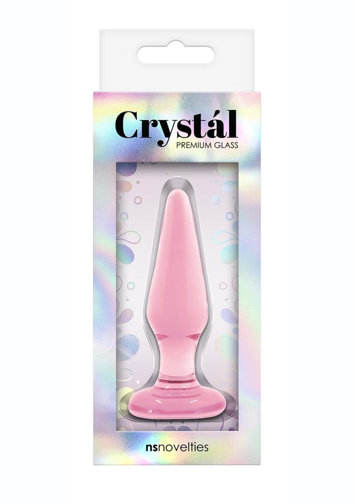 Crystal Premium Glass Butt Plug - Pink - Small