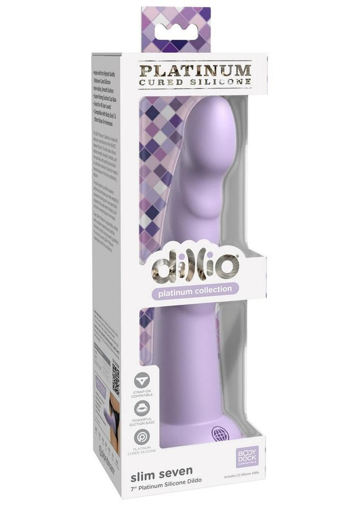Dillio Platinum Slim Seven Silicone Dildo - Lavender/Purple - 7in