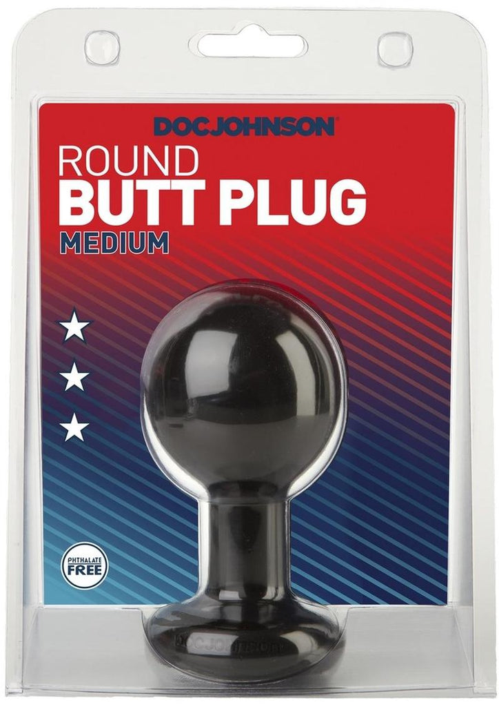 Doc Johnson Round Butt Plug - Black - Medium