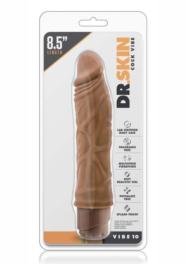 Dr. Skin Cock Vibe 10 Vibrating Dildo - Brown/Caramel - 8.5in