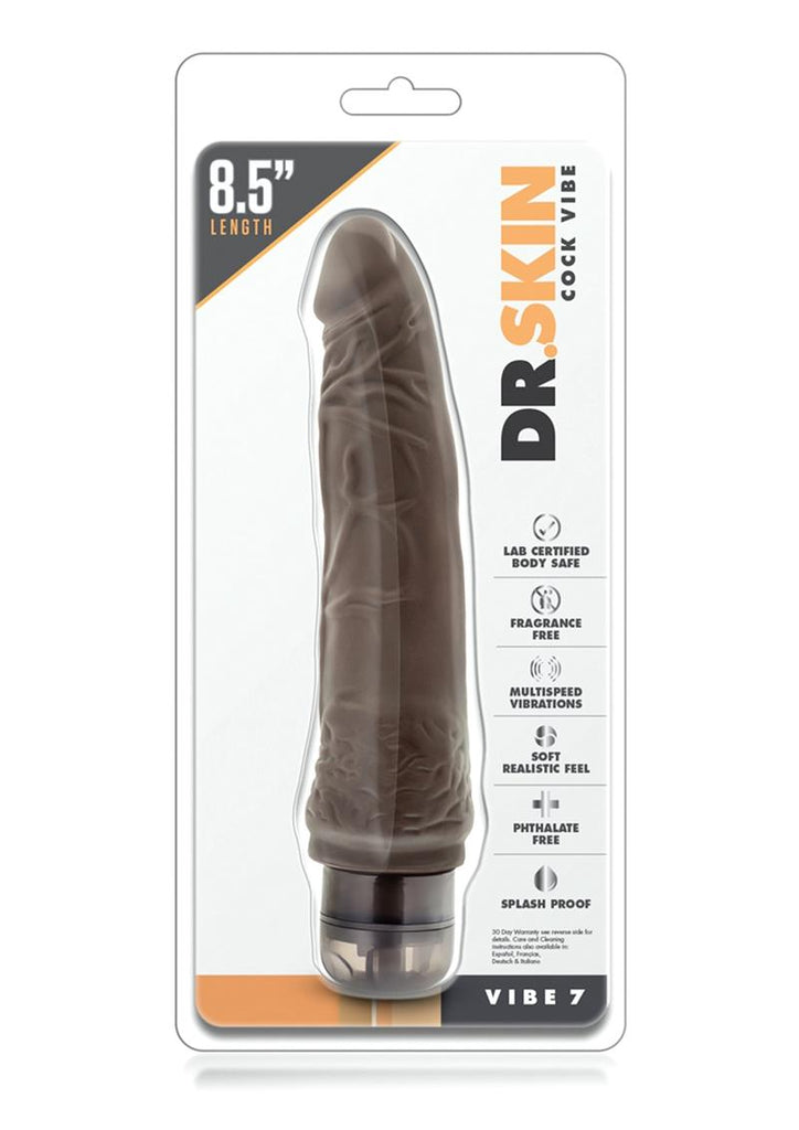 Dr. Skin Cock Vibe 7 Vibrating Dildo - Chocolate - 8.5in