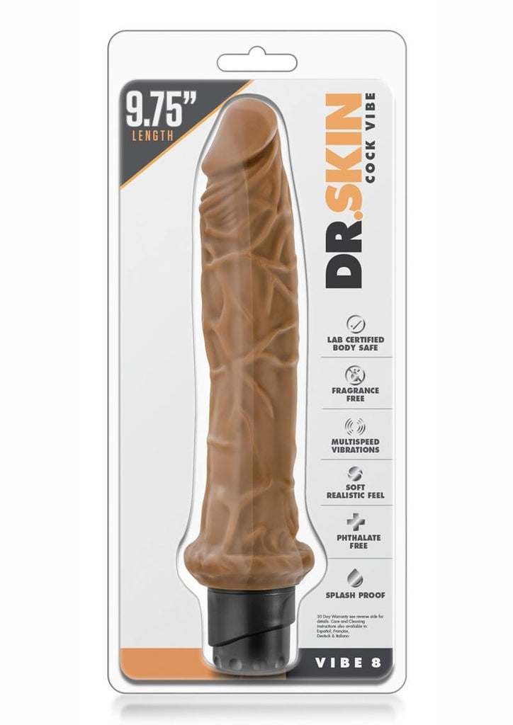 Dr. Skin Cock Vibe 8 Vibrating Dildo - Brown/Caramel - 9.75in