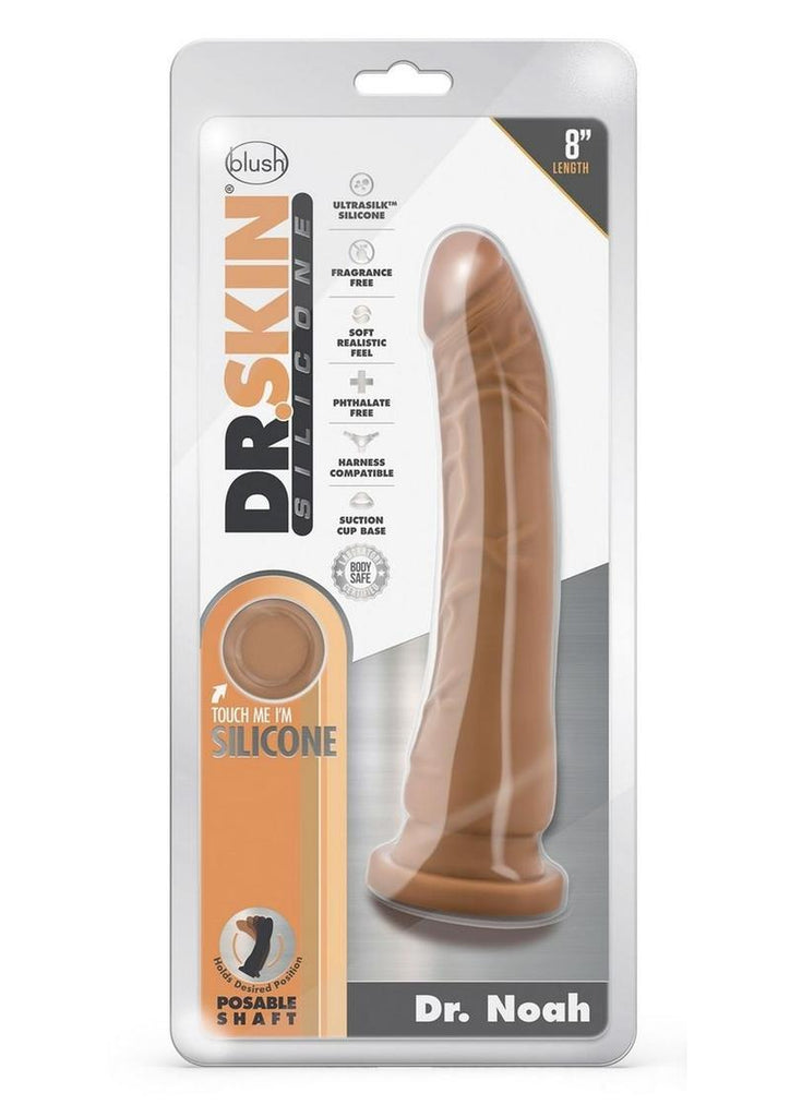 Dr. Skin Dr. Noah Silicone Dildo with Balls and Suction Cup - Caramel/Mocha - 8in
