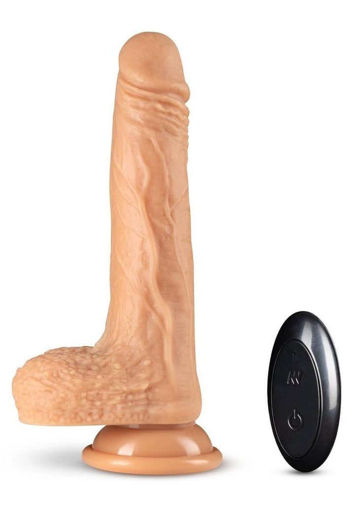 Dr. Skin Silicone Dr. Grey Rechargeable Thrusting Dildo with Remote Control - Vanilla - 7in