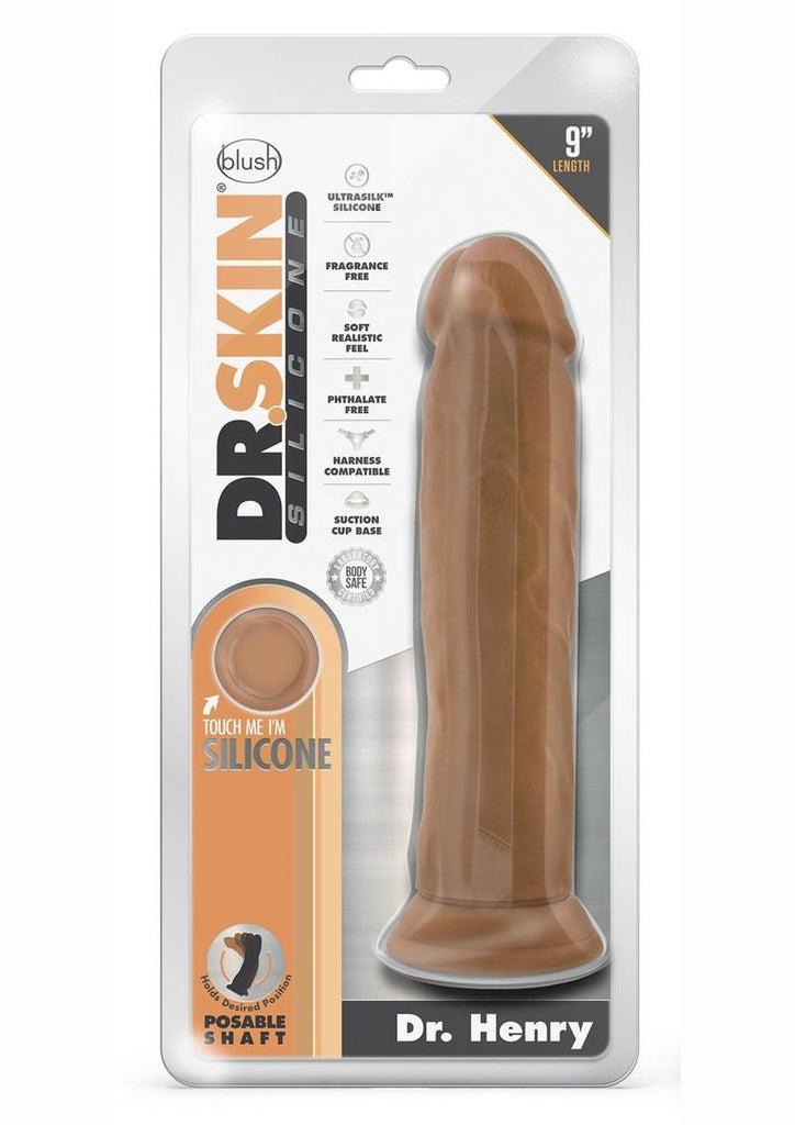 Dr. Skin Silicone Dr. Henry Dildo with Suction Cup - Caramel - 9in