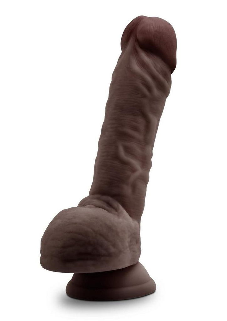 Dr. Skin Silicone Dr. Mason Dildo with Balls and Suction Cup - Chocolate - 9in