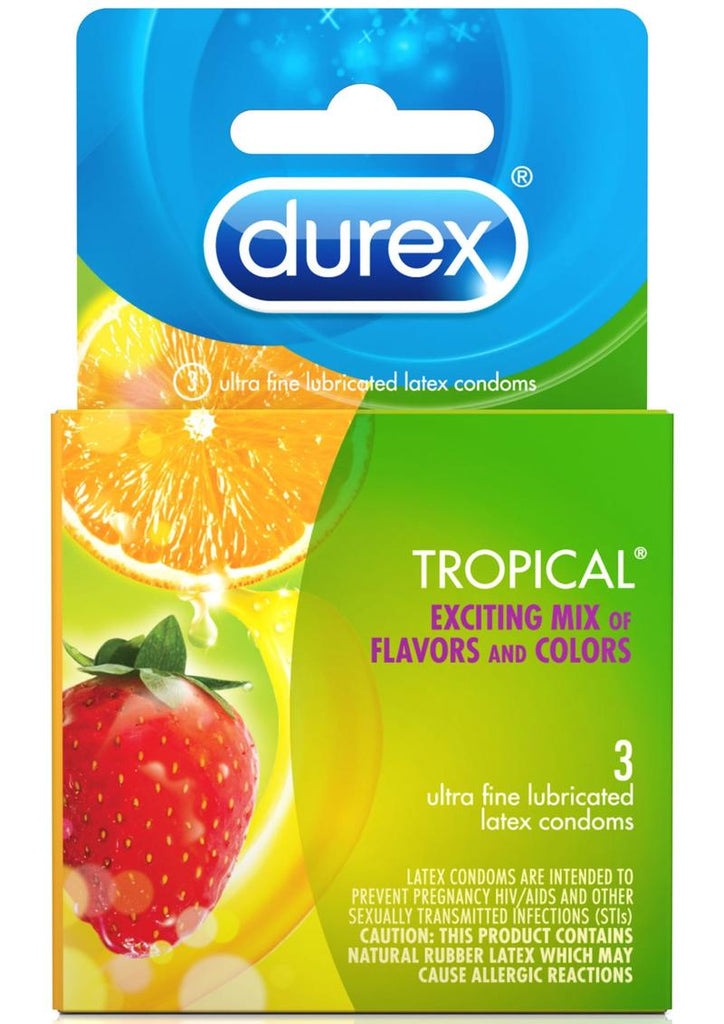 Durex Condoms Tropical Assorted Flavors and Colors - 3 Each Per Box