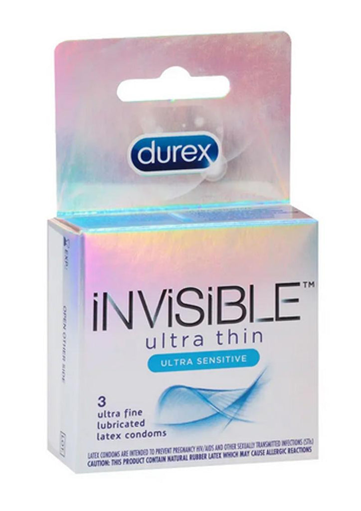 Durex Invisible Ultra Thin Lubricated Latex Condoms - 3-Pack
