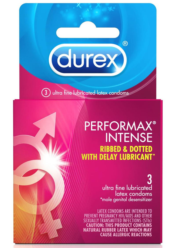 Durex Performax Intense Ribbed and Dotted Lubricated Latex Condoms - 3-Pack