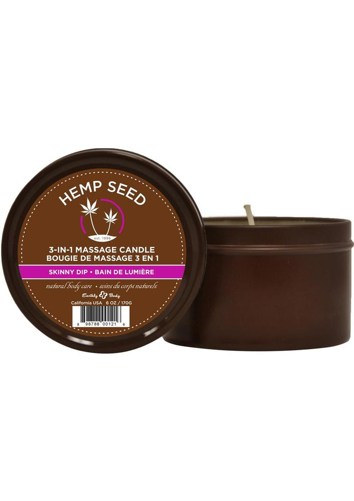Earthly Body Hemp Seed 3 In 1 Massage Candle - Skinny Dip - 6oz