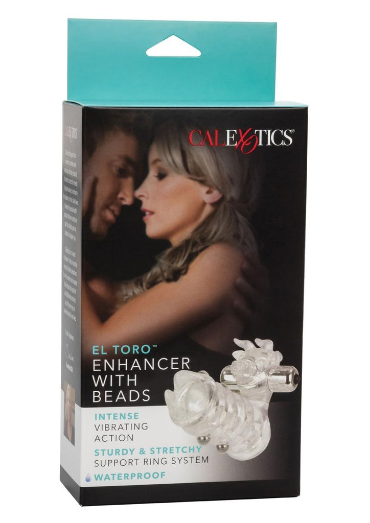 El Toro Enhancer with Beads with Removable Stimulator Waterproof - Clear - 3.5in