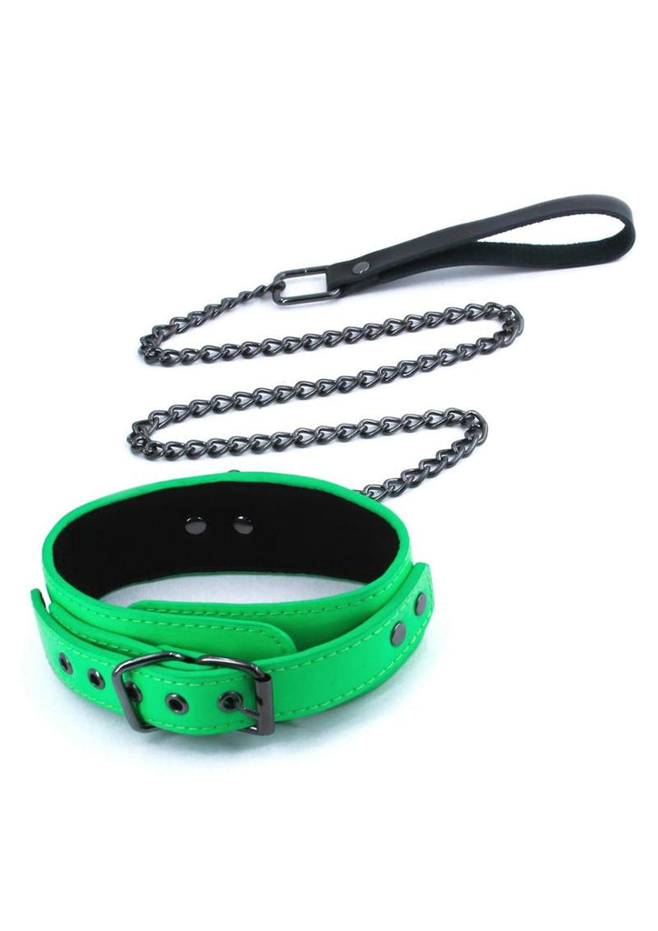 Electra Play Things Pu Leather Collar and Leash - Green