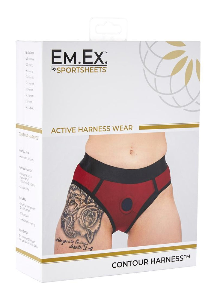 Em.Ex.. Active Harness Wear Contour Harness Briefs - 2x - Red - Large