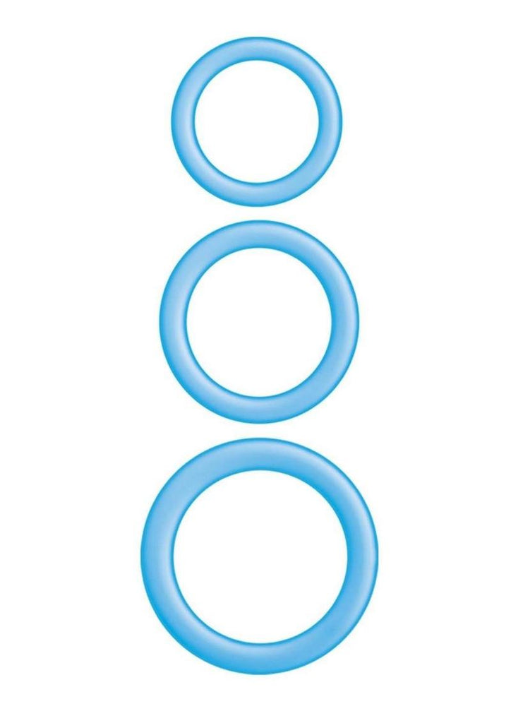Enhancer Glow Rings Silicone Cockring - Blue/Glow In The Dark