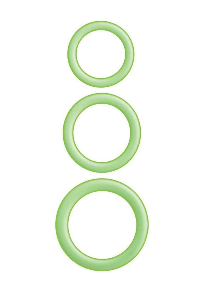 Enhancer Glow Rings Silicone Cockring - Glow In The Dark/Green