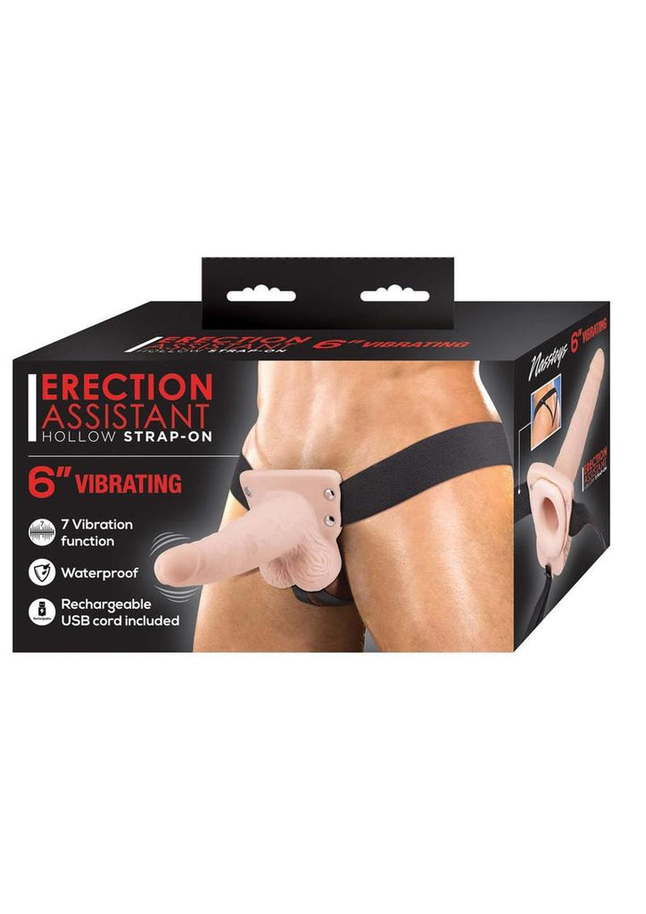 Erection Assistant Hollow Vibrating Strap-On - White - 6in