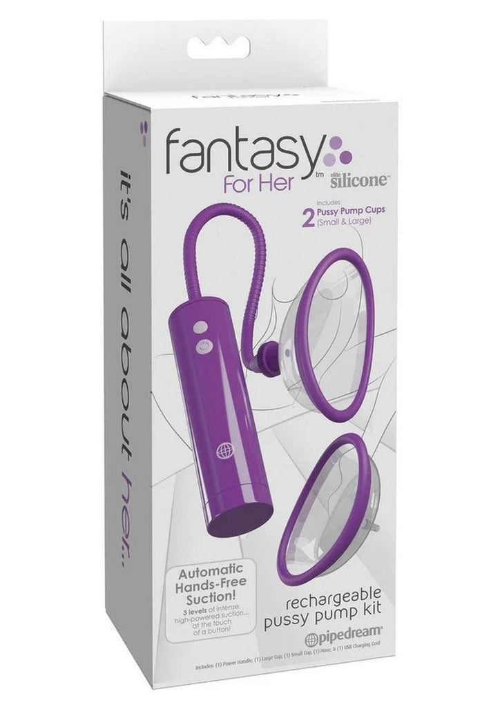 Fantasy For Her Rechargeable Pleasure Pump Kit with Remote Control - Clear/Purple