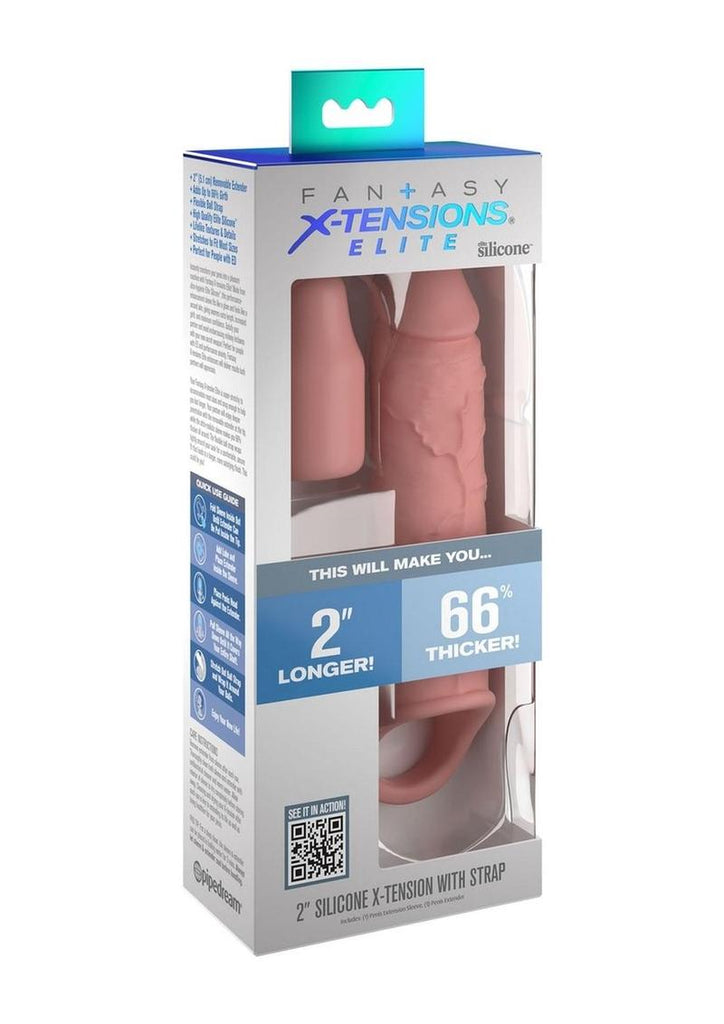 Fantasy X-Tensions Elite Silicone 6in Sleeve with Strap and 2in Plug - Vanilla