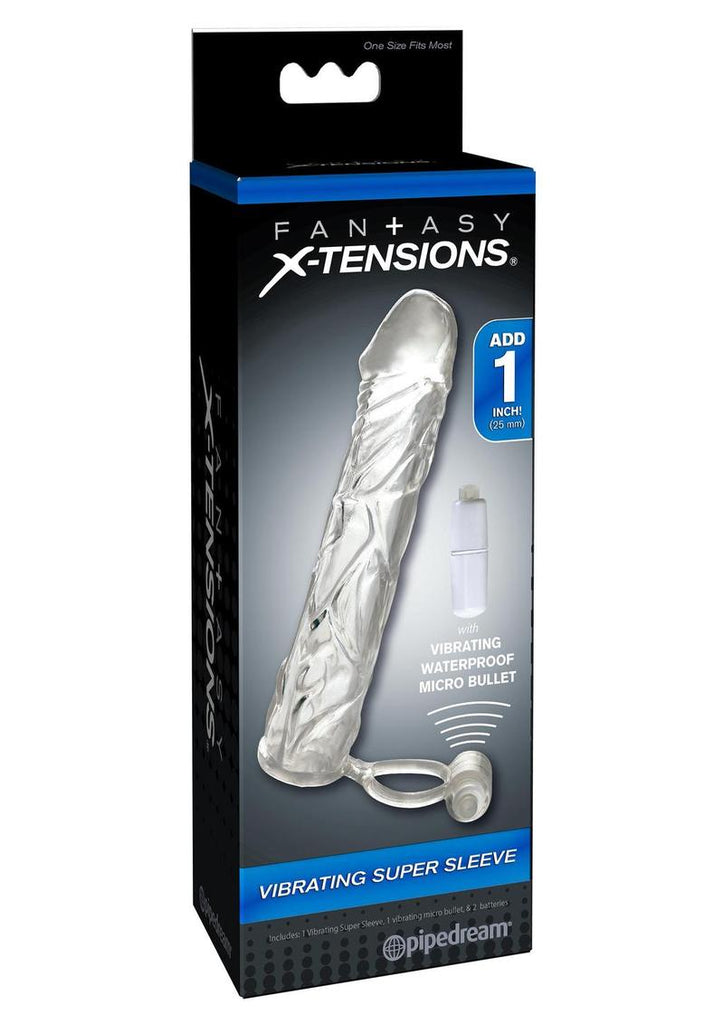 Fantasy X-Tensions Vibrating Super Sleeve Extension Waterproof - Clear - 6.1in