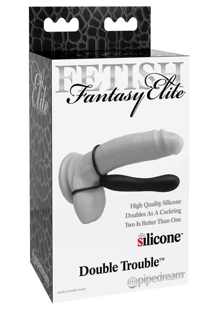 Fetish Fantasy Elite Double Trouble Silicone Male Strap-On Dildo Waterproof - Black - 6in