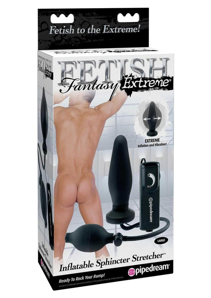 Fetish Fantasy Extreme Vibrating Inflatable Sphincter Stretcher Butt Plug with Remote Control - Black - Large