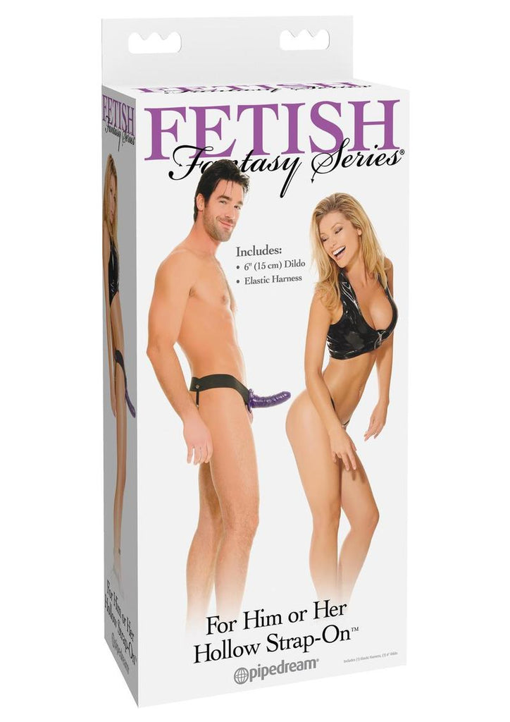 Fetish Fantasy Series For Him Or Her Hollow Strap-On Dildo and Adjustable Harness - Purple - 6in