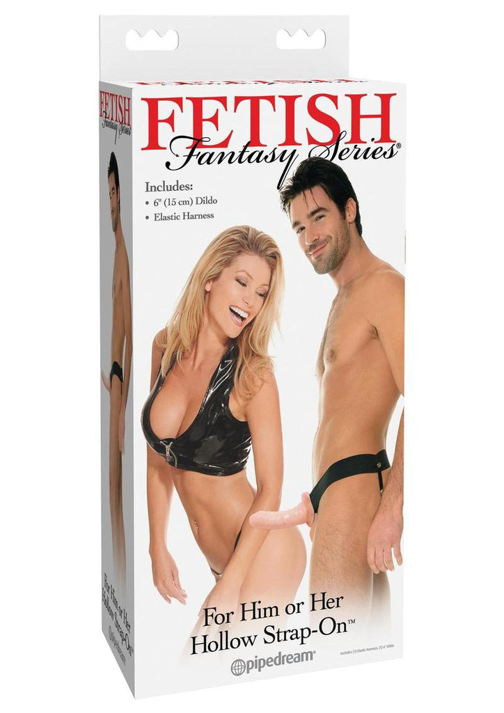 Fetish Fantasy Series For Him Or Her Hollow Strap-On Dildo and Adjustable Harness - Flesh/Vanilla - 6in