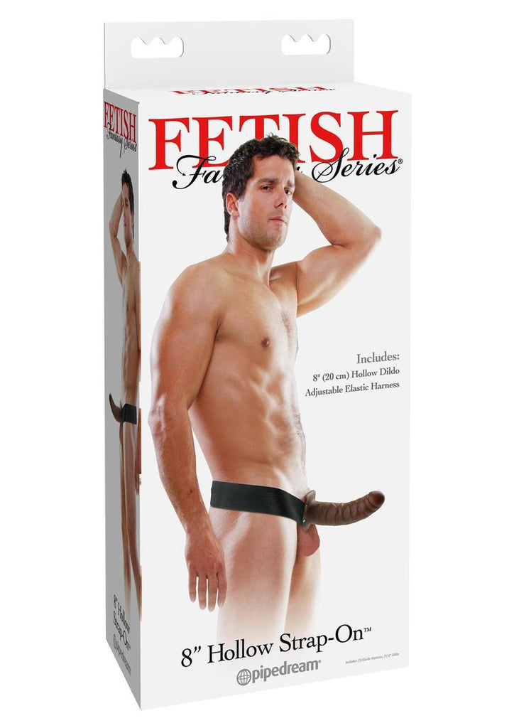Fetish Fantasy Series Hollow Strap-On Dildo and Adjustable Harness - Chocolate - 8in