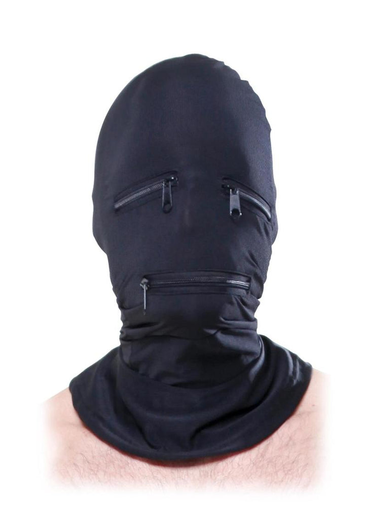 Fetish Fantasy Series Zipper Face Spandex Hood - Black