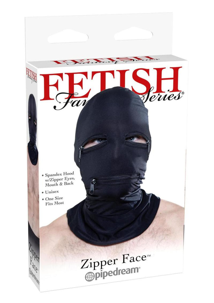 Fetish Fantasy Series Zipper Face Spandex Hood - Black