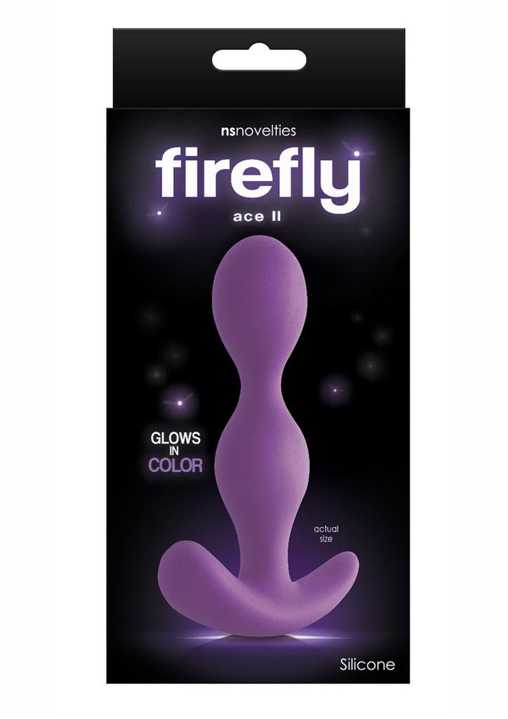 Firefly Ace II Silicone Butt Plug - Glow In The Dark/Purple - Medium