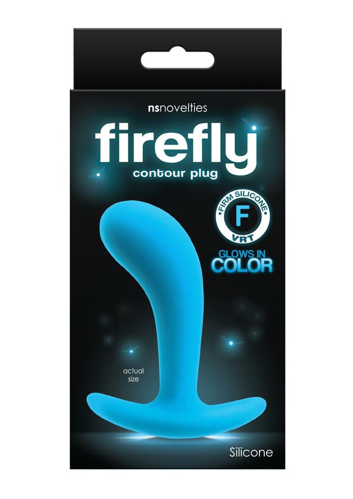 Firefly Contour Plug Silicone Butt Plug - Blue/Glow In The Dark - Medium
