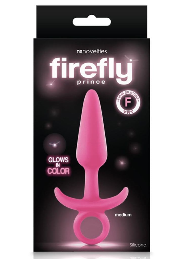 Firefly Prince Silicone Butt Plug - Glow In The Dark/Pink - Medium
