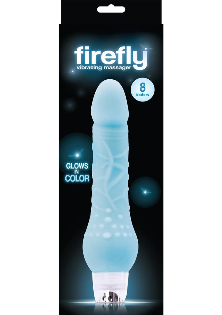 Firefly Vibrating Silicone Massager Vibrator - Blue/Glow In The Dark - 8in